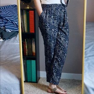 Dark Blue Patterned Harem Pants